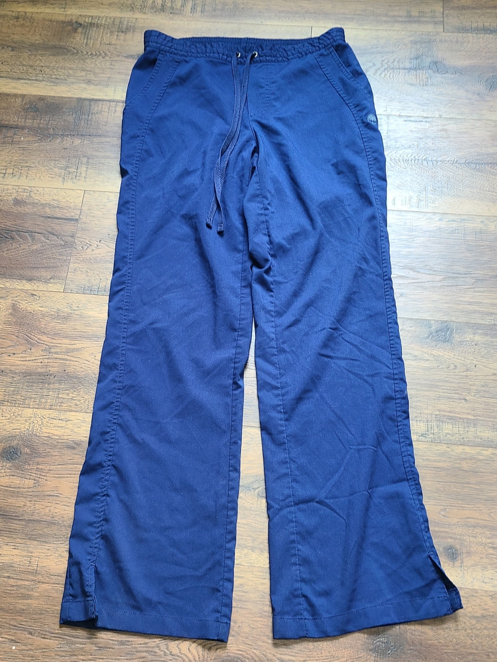 Purple Label Healing Hands Navy Straight Leg Drawstring Scrub Pants